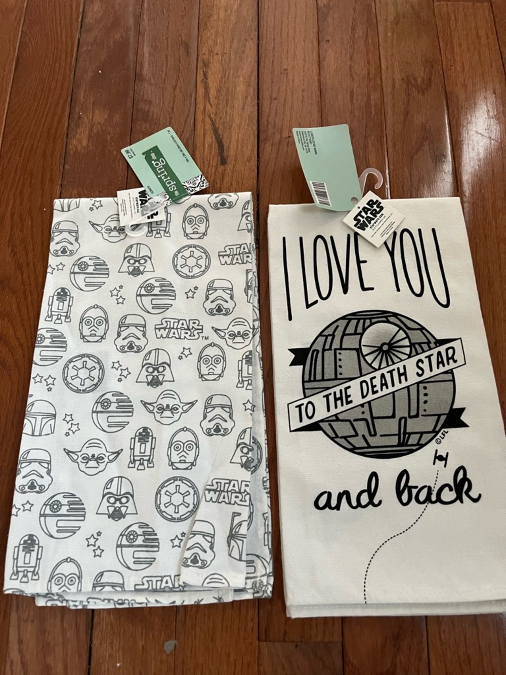 Star Wars Black & Gray Death Star Love Tea Towel